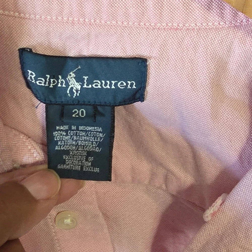 Ralph Lauren Mens Pink Cotton Oxford Long Sleeve Button Down Shirt Size 20